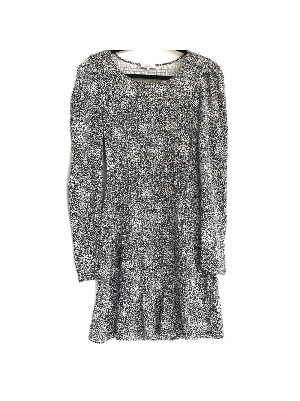 Parker Brooklyn Small Black White Cotton Puff Long Sleeve Smocked Mini Dress - Picture 3 of 12
